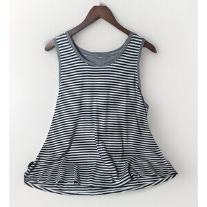 J. Jill Tank Top Women's XL Petite Pima Cotton‎ Back-Pleat Blue White Striped